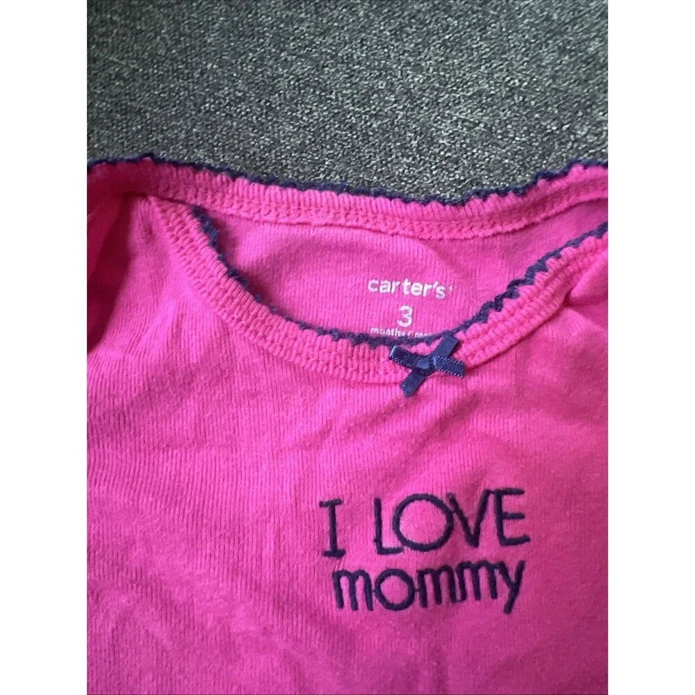 Baby‎ Girl Clothes Carter's Newborn Dark Pink I Love Mommy Bodysuit 3M